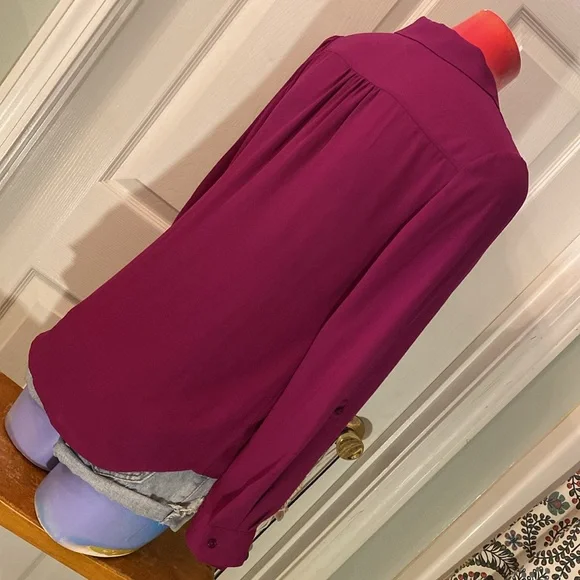 THE LIMITED Magenta Relaxed Long Sleeve Blouse NWT - Picture 12 of 14